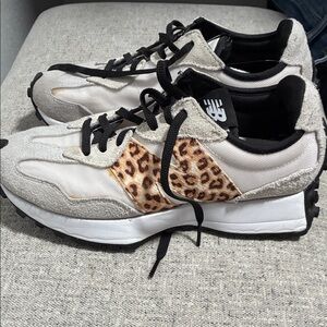 New Balance Women's Sneakers - Cream, Black, and Leopard Print